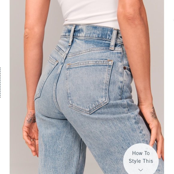 Abercrombie & Fitch 90s Ultra High Rise Ripped Knees Straight Jeans - Picture 5 of 7